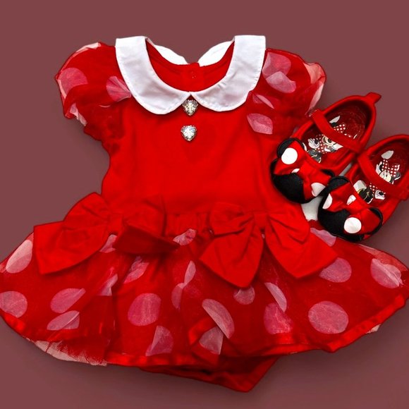 Disney Other - Disney Store Minnie Red Baby Bodysuit + Shoes